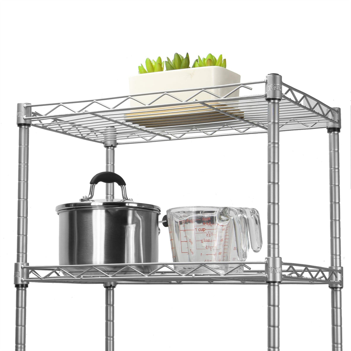 Maison & White 4-Tier Steel Shelving Unit | Silver-Tone Open Wire Storage Rack | Adjustable Shelves & Levelling Feet