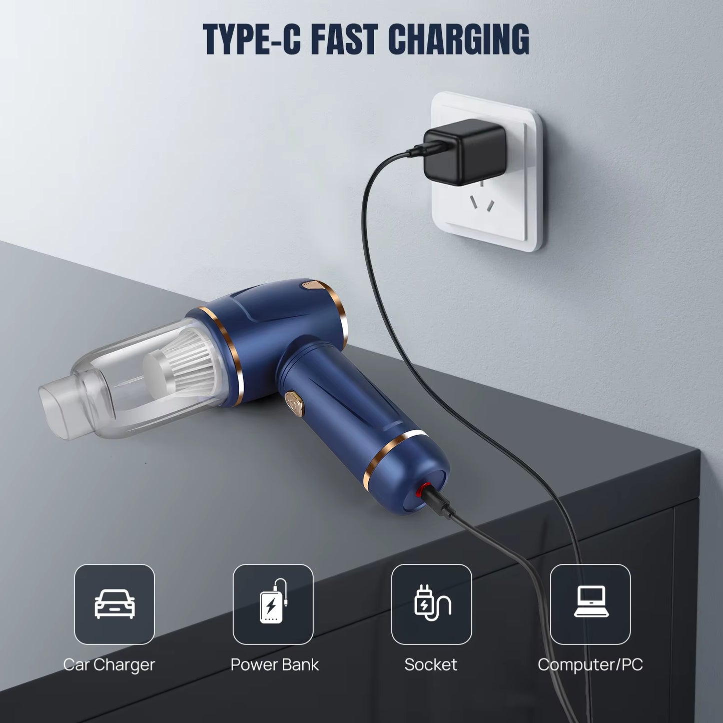 Compressed Air Cleaner Blower For PC, Laptop, MacBook, 3 Speed 100000RPM Air Blower Compressed Cleaning Duster