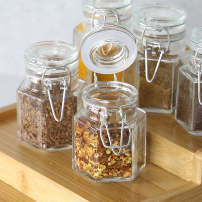 Maison & White Set of 12 Hexagonal Glass Jars | 100ml | 8x5.5cm | Clip-Top Airtight Lids | Oven Fridge & Dishwasher Safe | 12 Labels & Chalk Pen | 2-Year Warranty