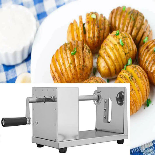 Stainless Steel Spiral Potato Potato Chips Maker Cutter Fruit Slice Kitchen Home Hand-Cranked Clipping Apple Slicer