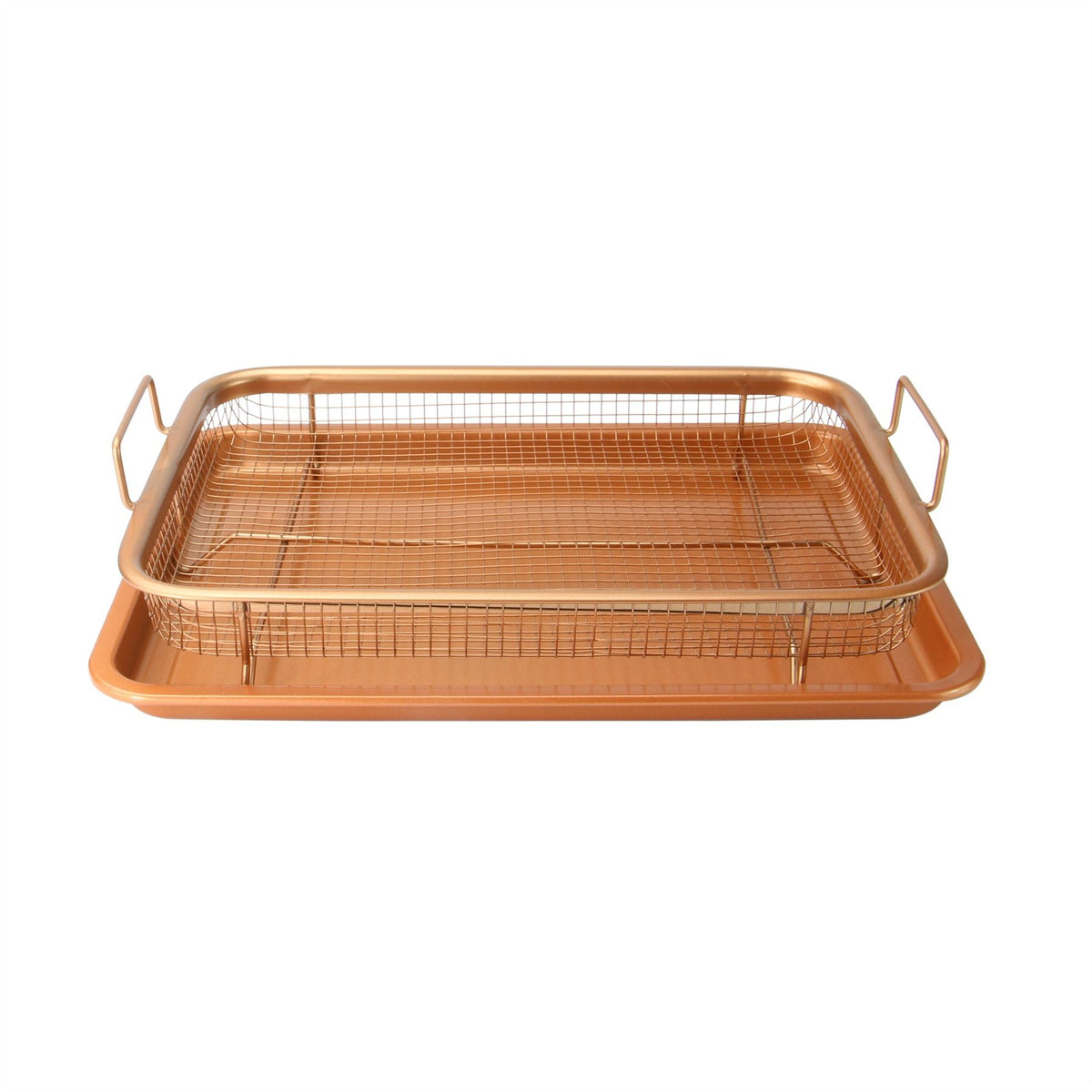 Maison & White Copper Crisping Basket & Baking Tray | Steel Mesh 360° Heat Circulation | Non-Stick | 32x22.5x8cm | Chicken Fries Dippers | No Turning Required | Oven Safe | 2-Year Warranty