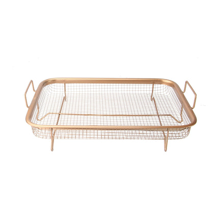 Maison & White Copper Crisping Basket & Baking Tray | Steel Mesh 360° Heat Circulation | Non-Stick | 32x22.5x8cm | Chicken Fries Dippers | No Turning Required | Oven Safe | 2-Year Warranty