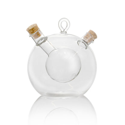 Maison & White 2-in-1 Glass Oil & Vinegar Dispenser | Dual Chamber Cruet | 350ml Outer & 70ml Inner | Cork Stoppers