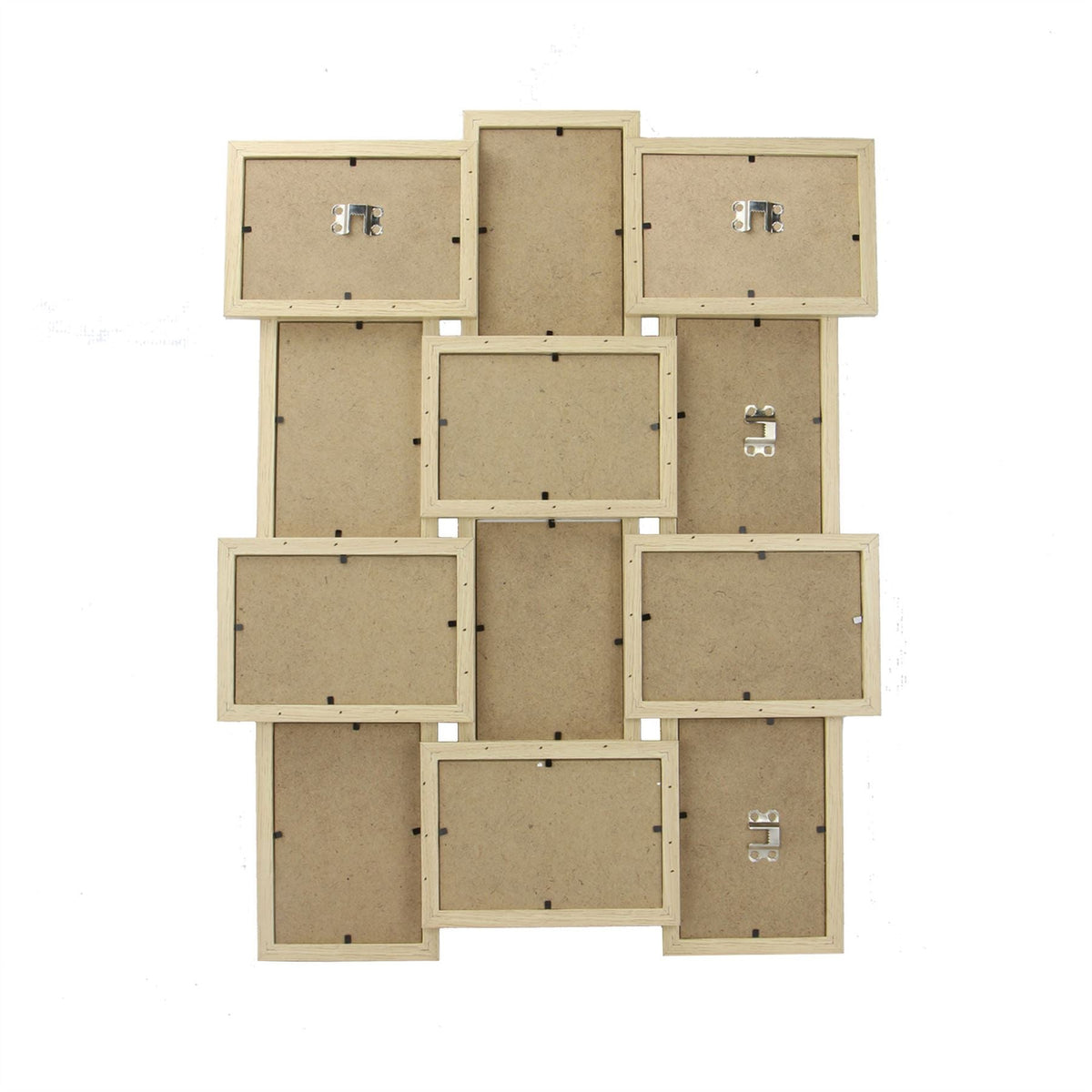 Maison & White 12 Photo Collage Frame | Oak Finish MDF | 6 Landscape & 6 Portrait | 6x4" Photos | Glass-Fronted | Wall-Mounted | 54x42x4cm | Landscape or Portrait Hanging | 2-Year Warranty