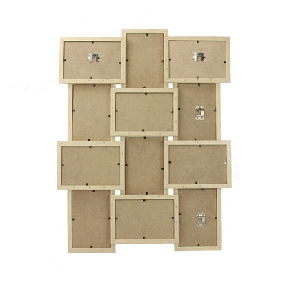 Maison & White 12 Photo Collage Frame | Oak Finish MDF | 6 Landscape & 6 Portrait | 6x4" Photos | Glass-Fronted | Wall-Mounted | 54x42x4cm | Landscape or Portrait Hanging | 2-Year Warranty