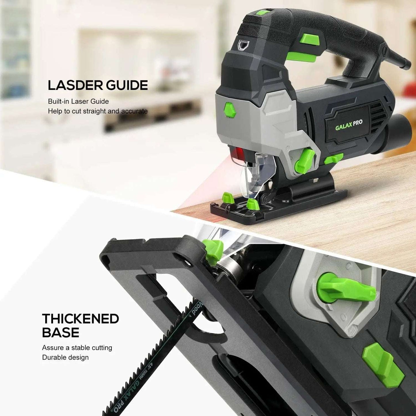 GALAX PRO 800W Powerful Motor Jigsaw Adjustable ±45° Cutting 3000 RPM Electric Saber Saw Wood Tool for DIY Woodworking Chainsaw