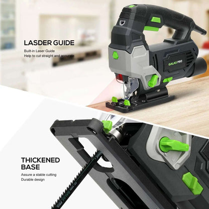 GALAX PRO 800W Powerful Motor Jigsaw Adjustable ±45° Cutting 3000 RPM Electric Saber Saw Wood Tool for DIY Woodworking Chainsaw