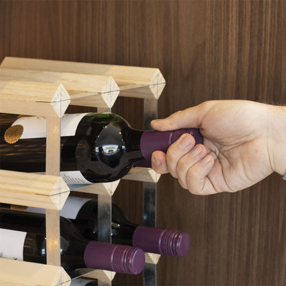 Wood & Metal Wine Rack | 10-12 Bottle Capacity | Freestanding or Wall Mounted | Vertical or Horizontal | All Bottle Types | 42x22x23cm | 2-Year Warranty
