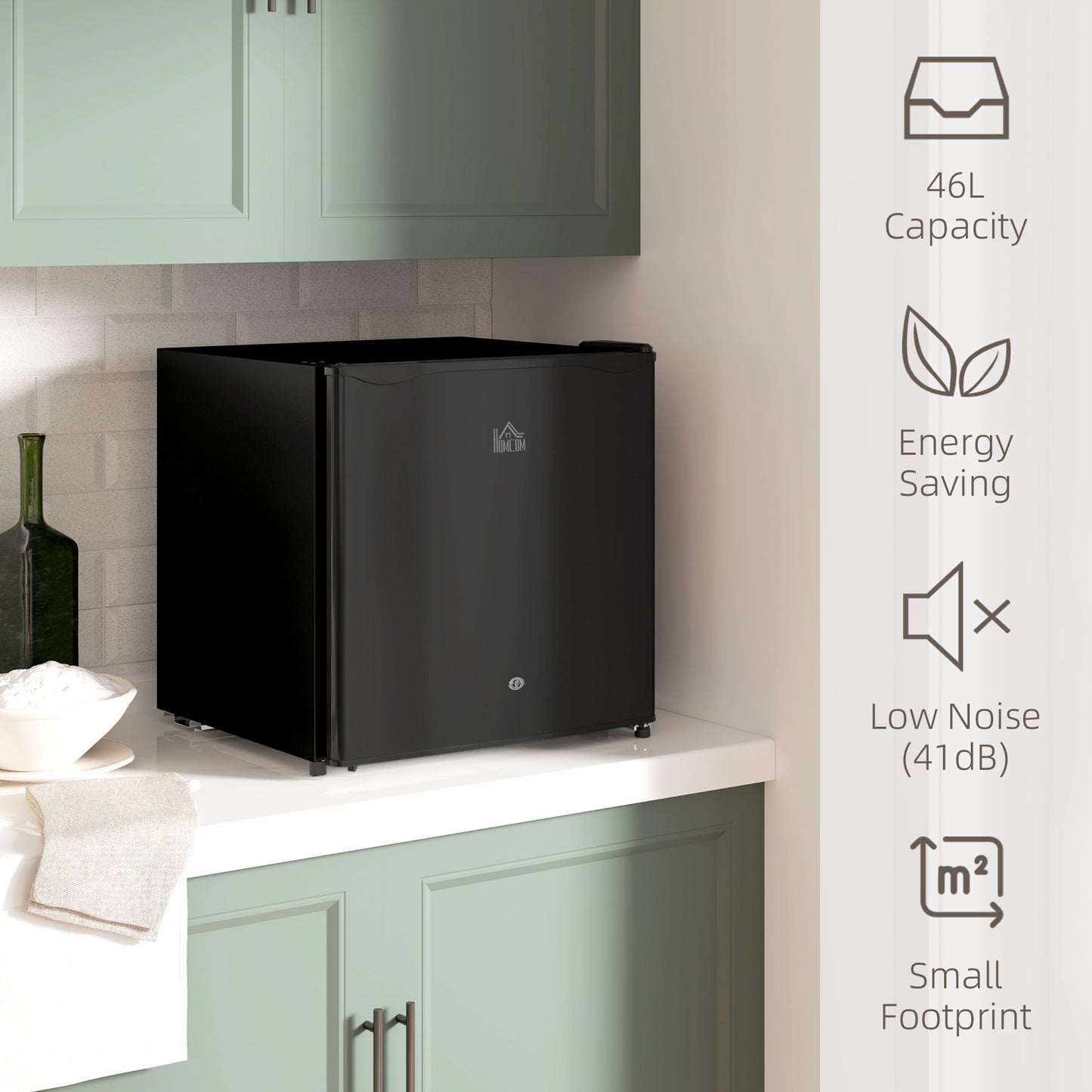 46 Litre Lockable Countertop Fridge - Black