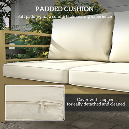 3-Seater Garden Bench Sofa | Thick Cushions | Aluminium Frame | Cream White | 185cm