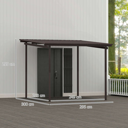 3 x 3(m) Garden Pergola with Waterproof Metal Roof, Lean to Pergola Hardtop Gazebo, Wind-resistant Outdoor Sun Shade, Easy to Assemble
