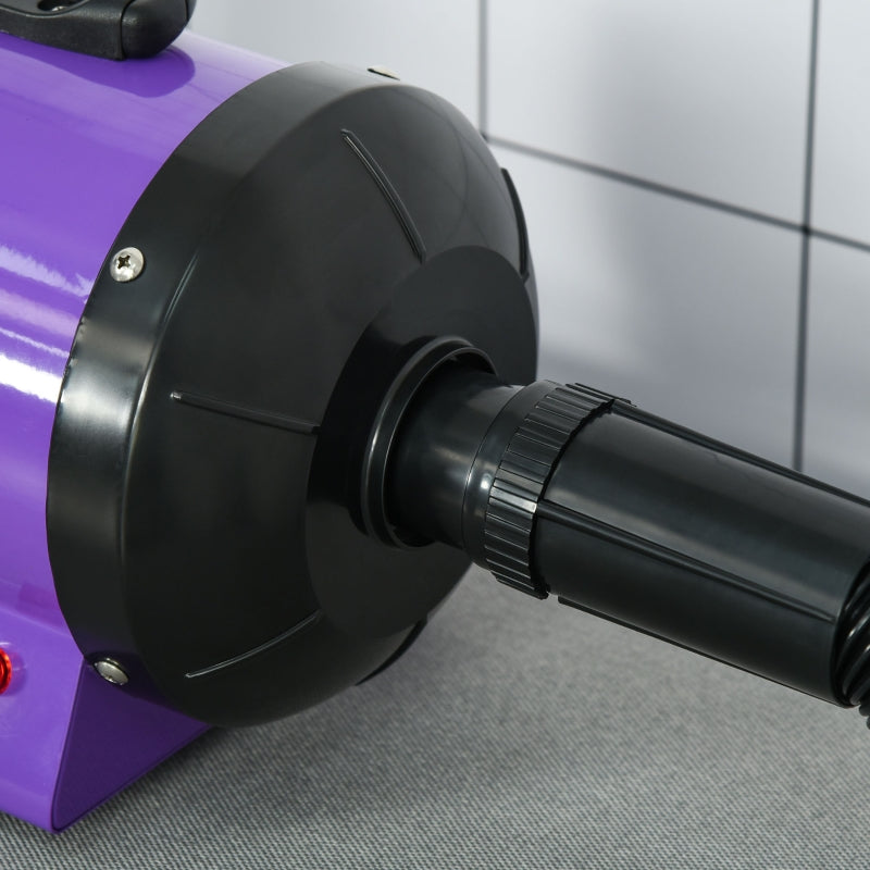 PawHut 2800W Dog Pet Grooming Hairdryer Heater With Three Nozzles - Purple / Black
