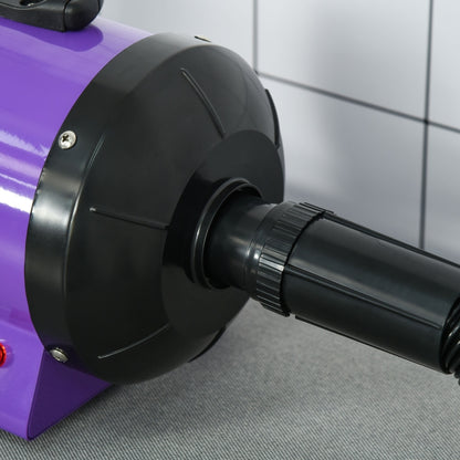 PawHut 2800W Dog Pet Grooming Hairdryer Heater With Three Nozzles - Purple / Black