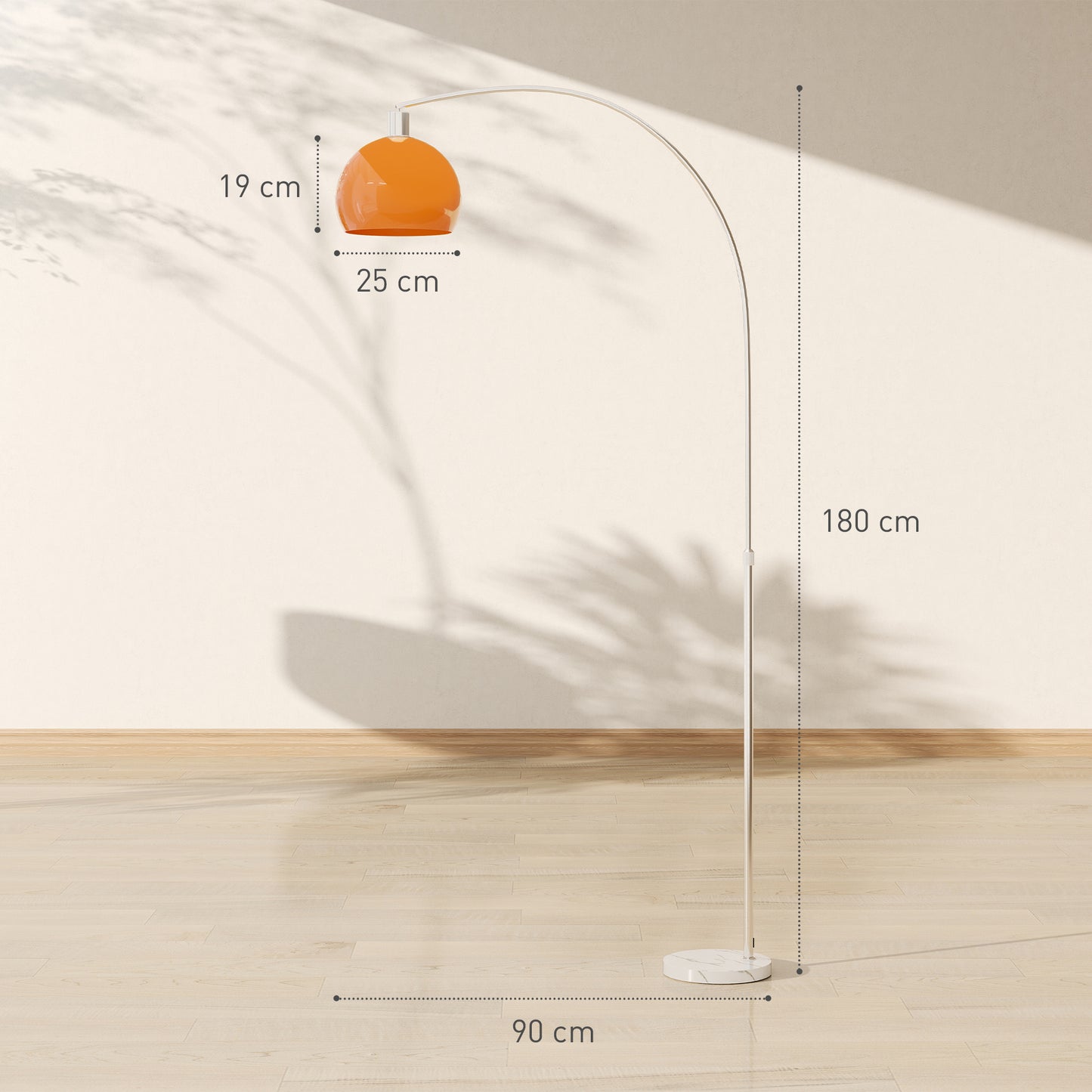 Floor Lamp for Living Room, Modern Standing Lamp with Shade & Foot Switch for Bedroom, Office, Orange