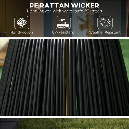 Outdoor Solar Lamp, 3-Level Adjustable Garden Rattan Solar Lantern and Decorative Lighting W/ Auto On/Off LED Light for Porch, Deck, Black