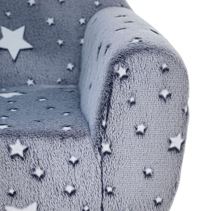 AIYAPLAY Kids Armchair, Glow in the Dark Chair with Star Design for Bedroom, Playroom, Kids Room, Grey / Pink