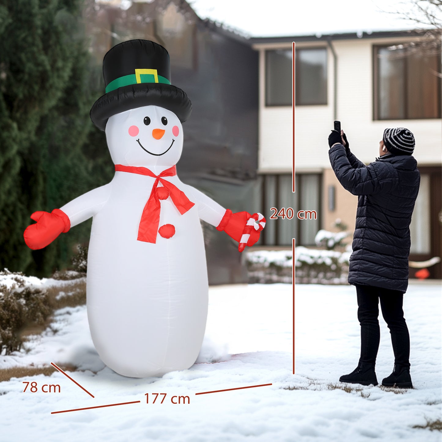 8FT Christmas Inflatable Outdoor Decoration with Dynamic Disco & LED Lights, Self-Inflating Christmas Blow Up Snowman for Garden, Indoor Outdoor Home Decor