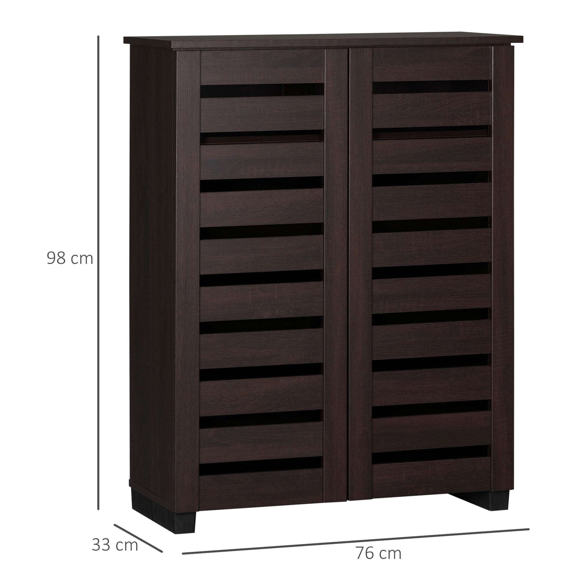5-Tier Narrow Shoe Cabinet with Adjustable Shelves - Dark Brown