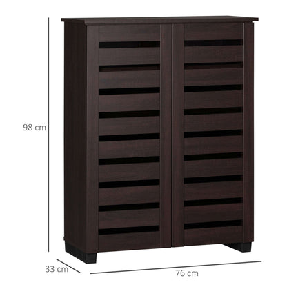 5-Tier Narrow Shoe Cabinet with Adjustable Shelves - Dark Brown