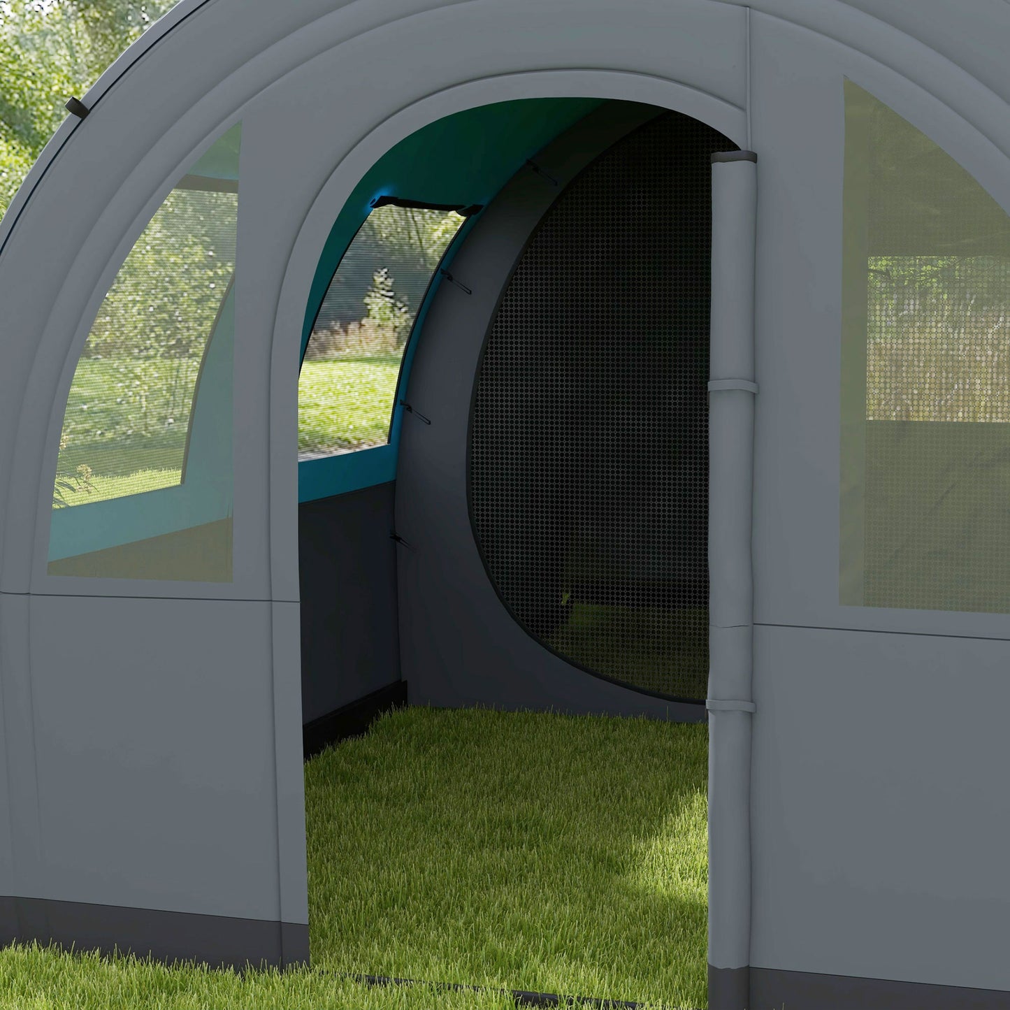 Outsunny 3000mm Waterproof Camping Tent, 5-6 Man Family Tent with Living and Bedroom, Carry Bag Included, Grey and Blue