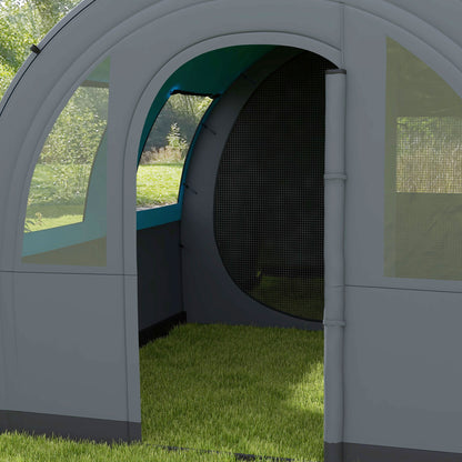Outsunny 3000mm Waterproof Camping Tent, 5-6 Man Family Tent with Living and Bedroom, Carry Bag Included, Grey and Blue