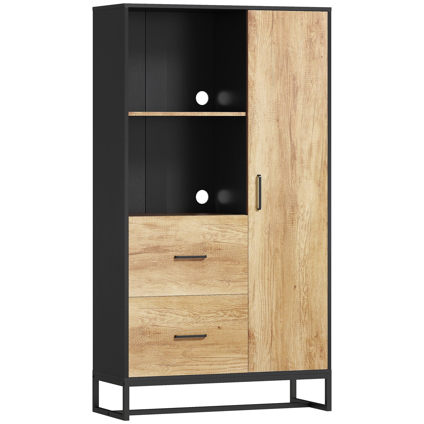 Tall Kitchen Cupboard, Freestanding Kitchen Pantry Cabinet with Adjustable Shelves, Drawers and Soft Close Door, 160cm