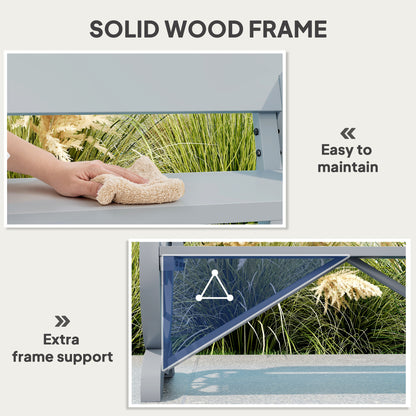 Outsunny Fir Wood 2-Seater Outdoor Garden Wagon Wheel Bench, Grey