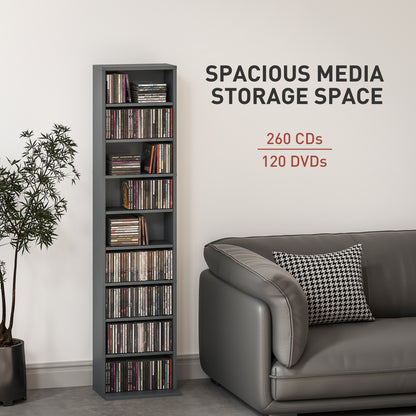 Homcom 260 Narrow CD Storage Unit - Grey / Black / White