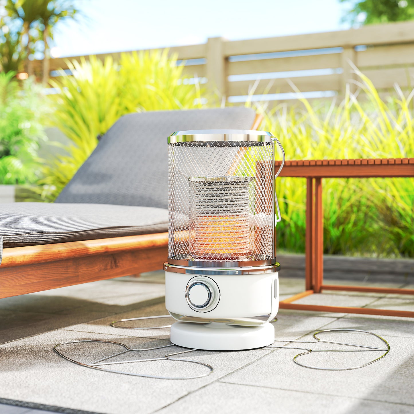 2000W Electric Patio Heater with 10-20㎡ Coverage, Separation Coil, Freestanding Outdoor Infrared Heater with Tip-Over Protection, Handle for Indoor and Outdoor Use, White