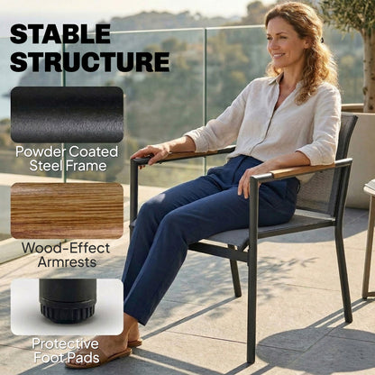 4-Piece Garden Furniture Set | Loveseat, 2 Armchairs & Table | Breathable Mesh | Grey