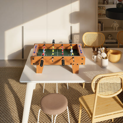 20 in Table-top Football Table with Stainless Steel Rods, Compact Foosball Table for Kids and Adults, All-Inclusive Foosball Game Set for Indoor, Nature Wood Finish