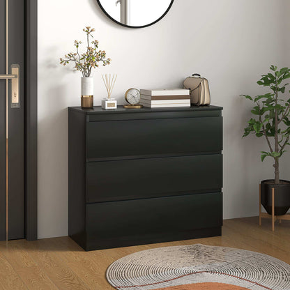 Chest of Drawers, 3-Drawer Storage Organiser Unit for Bedroom, Living Room, Black