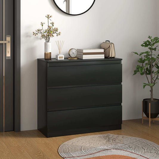 Chest of Drawers, 3-Drawer Storage Organiser Unit for Bedroom, Living Room, Black
