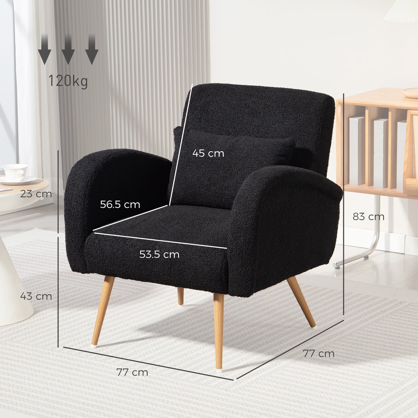 Teddy Fleece Accent Chair - Black