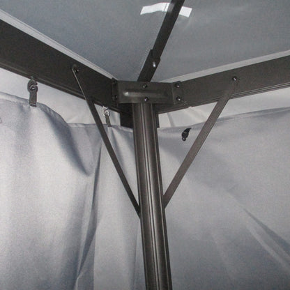 Outsunny 3 x 4m Aluminium Garden Gazebo, Marquee Canopy Shelter Pavilion Party Tent with Nets and Curtains for Garden and Deck, Dark Grey