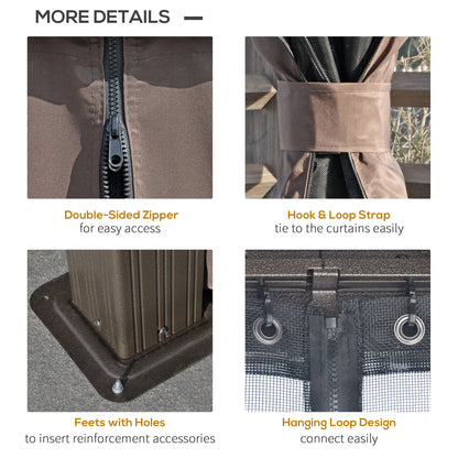 Outsunny 3.65 x 3m Aluminium Hardtop Gazebo With Accessories - Brown