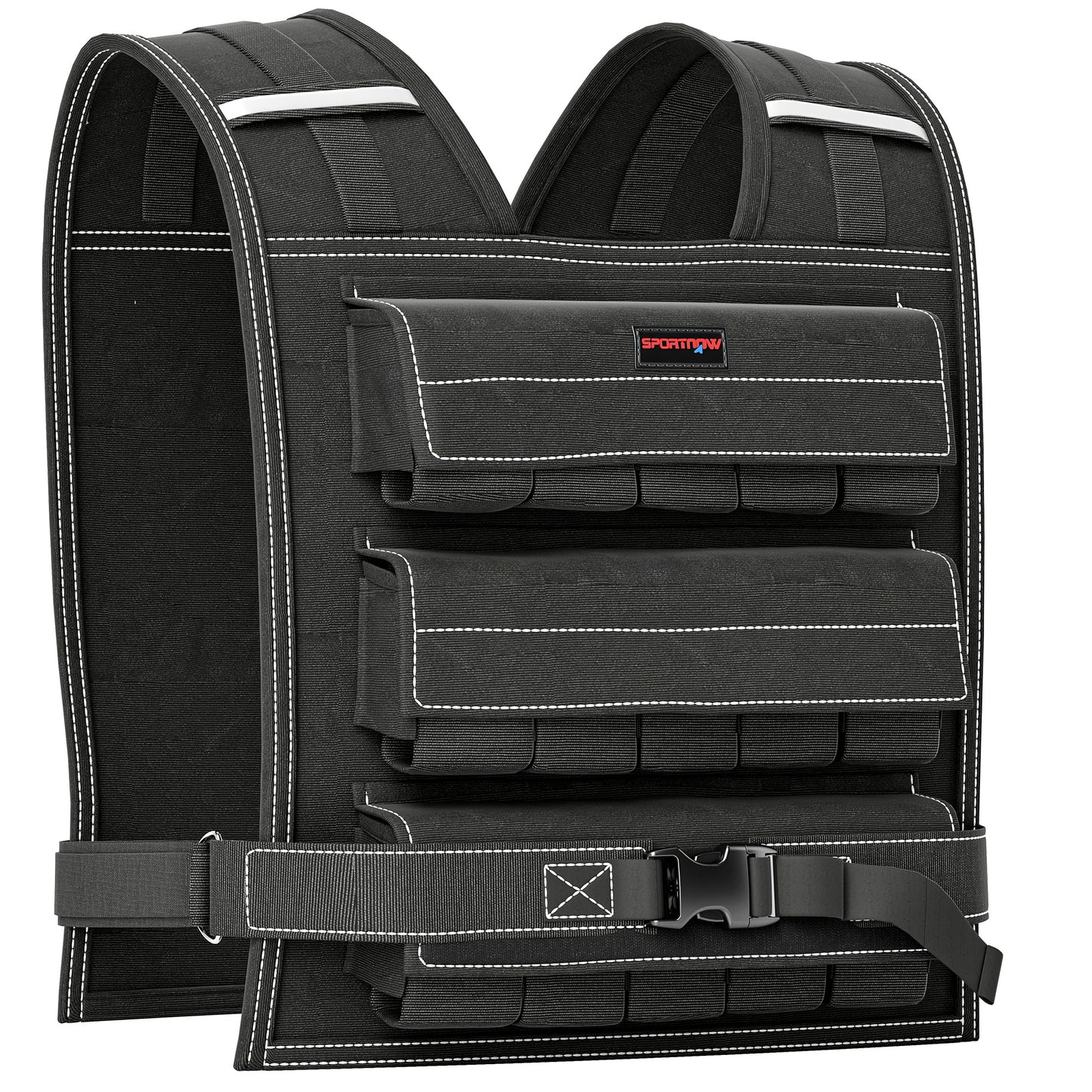SPORTNOW 30KG Adjustable Weighted Vest with 30 Metal Weights, Adjustable Straps and Reflective Strips, for Men and Women Running Cardio