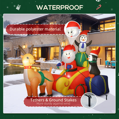 Outsunny 6ft Inflatable Santa Sleigh Decoration, with Accessories