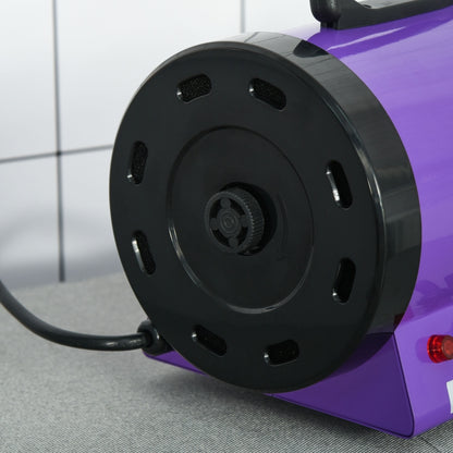 PawHut 2800W Dog Pet Grooming Hairdryer Heater With Three Nozzles - Purple / Black
