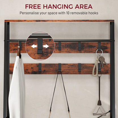 6-in-1 Industrial-Style Hallway Organiser - Brown/Black