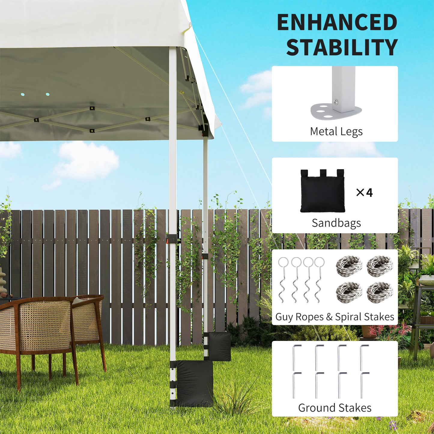 3x3m Pop-Up Gazebo with Flip-Down Wheels & One-Push Central Lock | UPF50+ 210D Oxford Fabric | Top Mesh Vent | 3-Height Adjustment | 4 Sandbags, 4 Guy Ropes & 12 Stakes | Carry Bag | 300x300x273cm | White