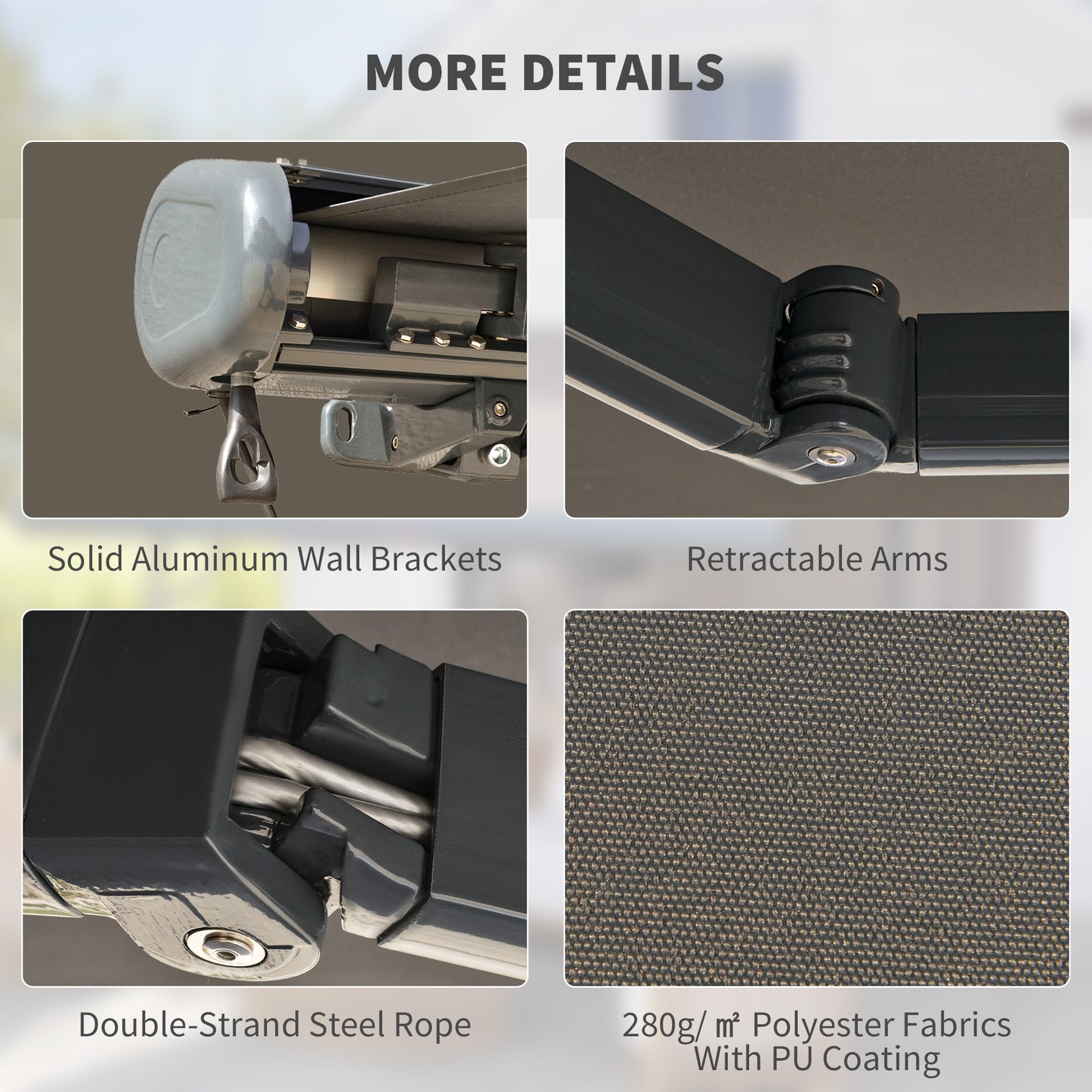 3.5 x 3 m Electric Awning with Remote Controller, Aluminium Frame DIY Retractable Awning, UV50+ Sun Shade Canopy Patio Deck Door Window,