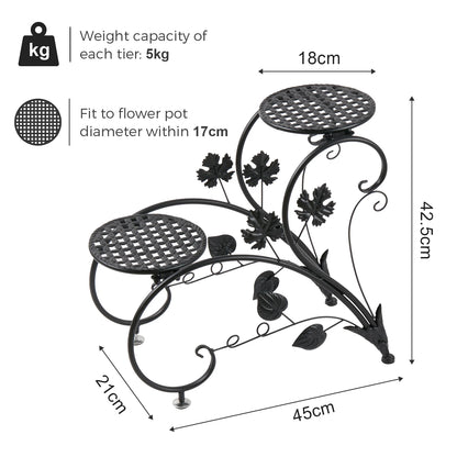 2 PCS Metal Plant Stand Heart-Shape Flower Pot Display Holder Garden Support