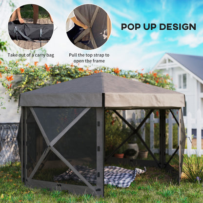 3 x 3(m) Hexagon Pop Up Gazebo with 5 Sides and Carry Bag, Waterproof, UV Resistant Party Tent Instant Event Shelter