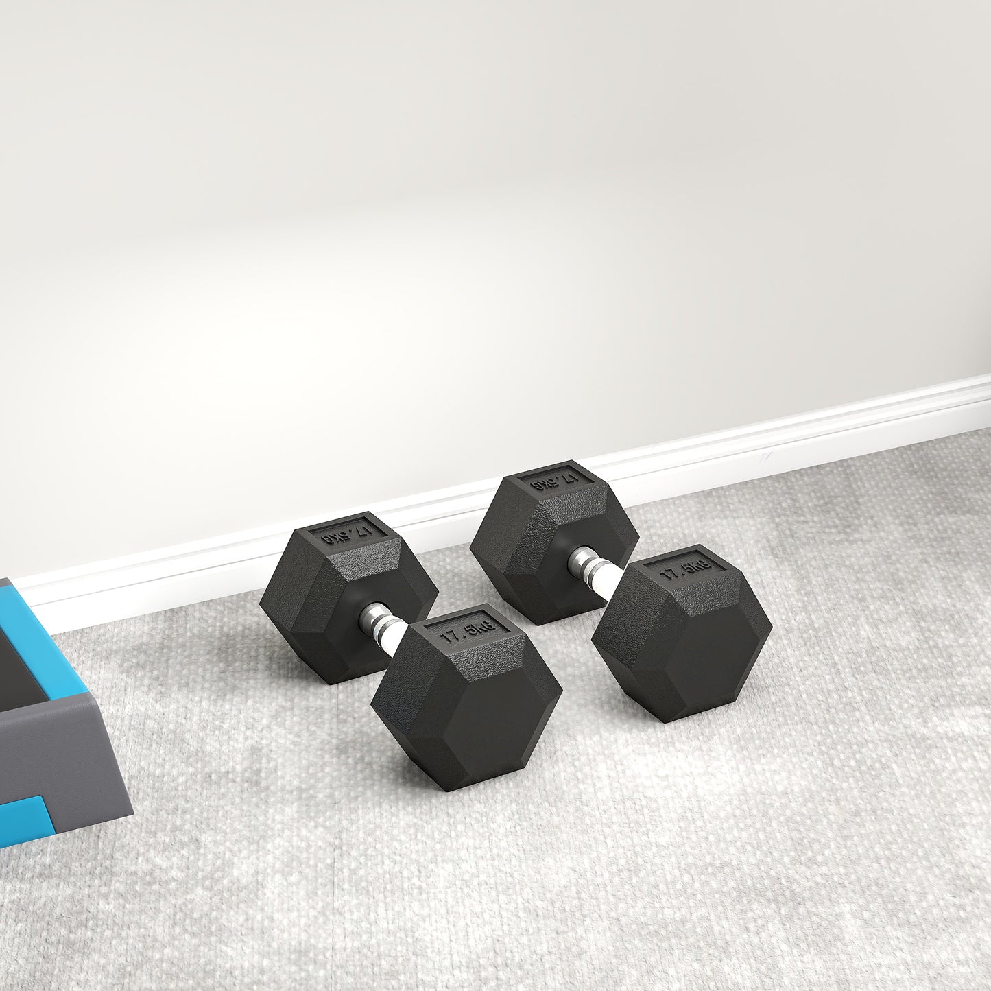35KG Rubber Hex Dumbbell Portable Hand Weights Dumbbell Home Gym