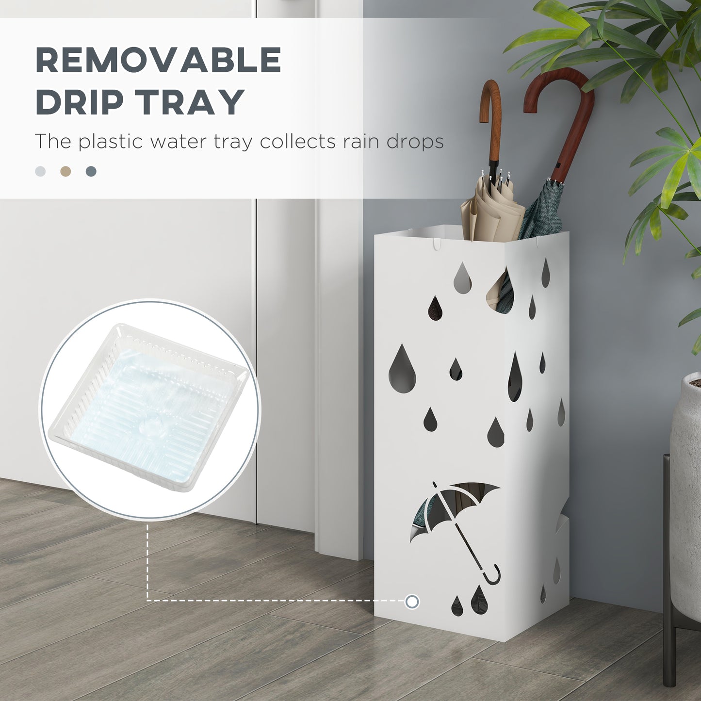 Six-Umbrella Steel Holder Rack Organiser Unit Stand - White