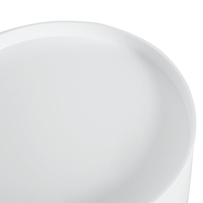 Modern Side Table, Small Coffee Table, Round Bedside Table with Drawer and Wood Legs for Living Room, Bedroom, Set of 2, White