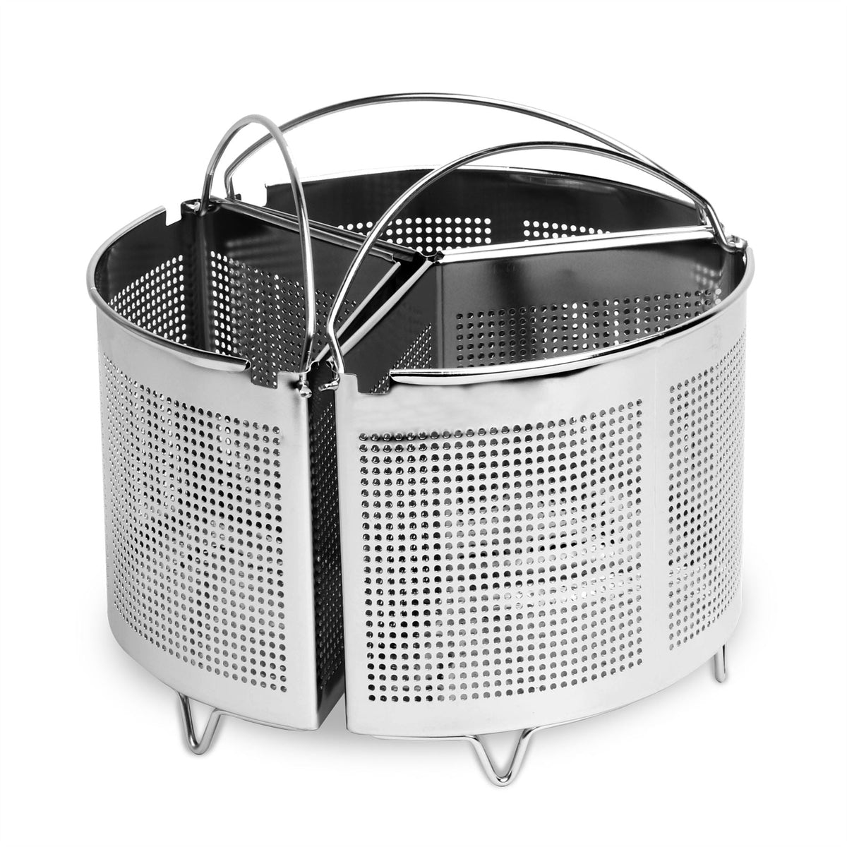 Maison & White Set of 3 Stainless Steel Saucepan Dividers | Cook 3 Veg in 1 Pan | 17.5x13.8x9.9cm | Min 21cm Pan | Eco Friendly | Energy Saving | 2-Year Guarantee
