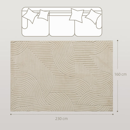 Modern Geometric Jacquard Rug | 15mm Plush Pile | Non-Slip Cotton-Polyester Backing | Reinforced Edges | 230x160cm | Cream