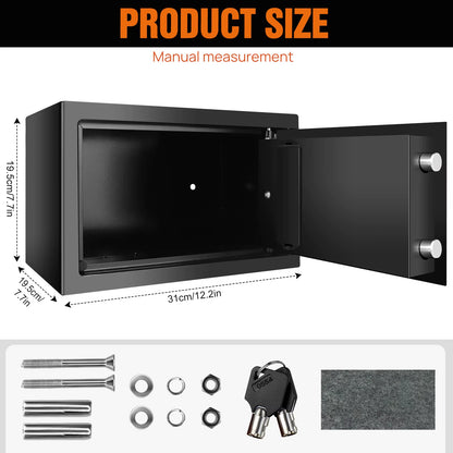 Safes for Home Fireproof Waterproof with 2 Manual Override Keys,Security Safe Cash Box with Double Digital Keypad and Key